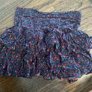 floral tiered ruffle mini skirt